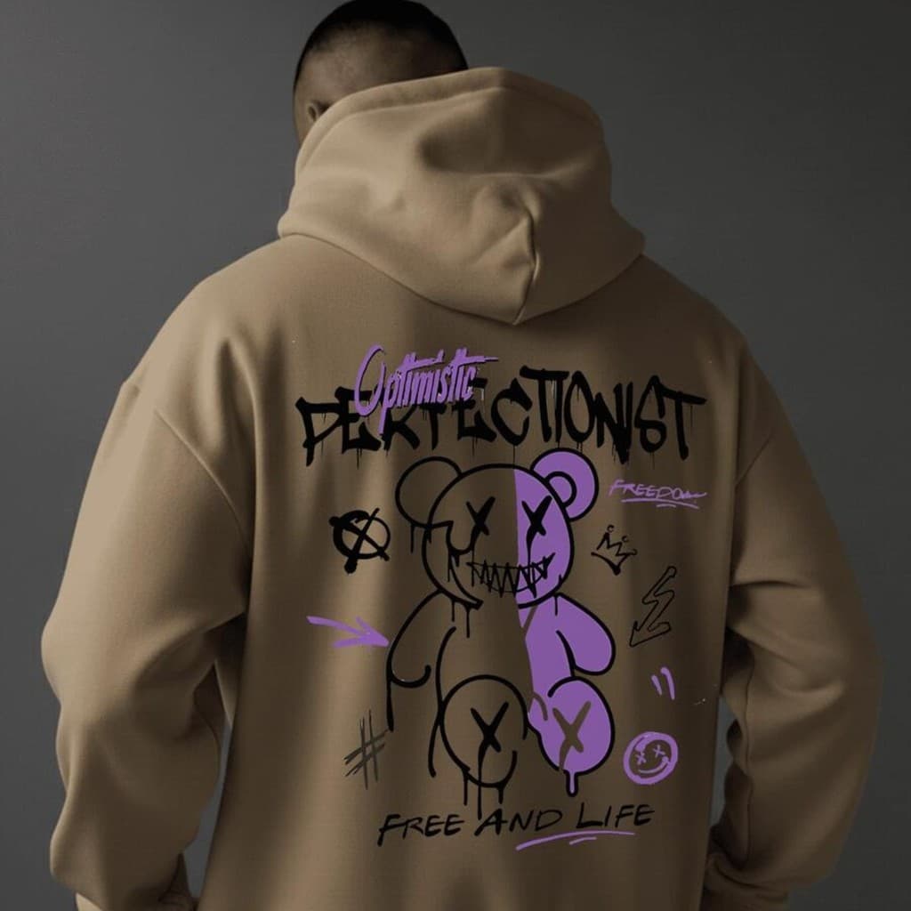 Moletom Masculino com Capuz Urso Perfect Casual Flanelado Quente para Dias Frios