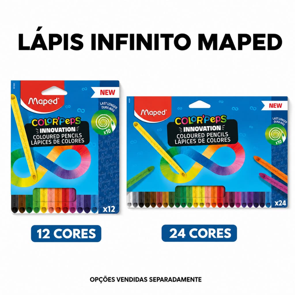 Lápis De Cor Infinito Maped Lapis Infinito Com 12 Cores ou 24 Cores