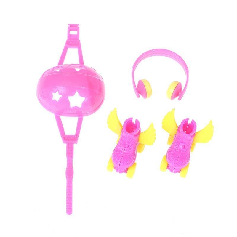 4 Pçs Decorativo Patins Fantasia Boneca Sapatos Fone De Ouvido Capacete Para Crianças