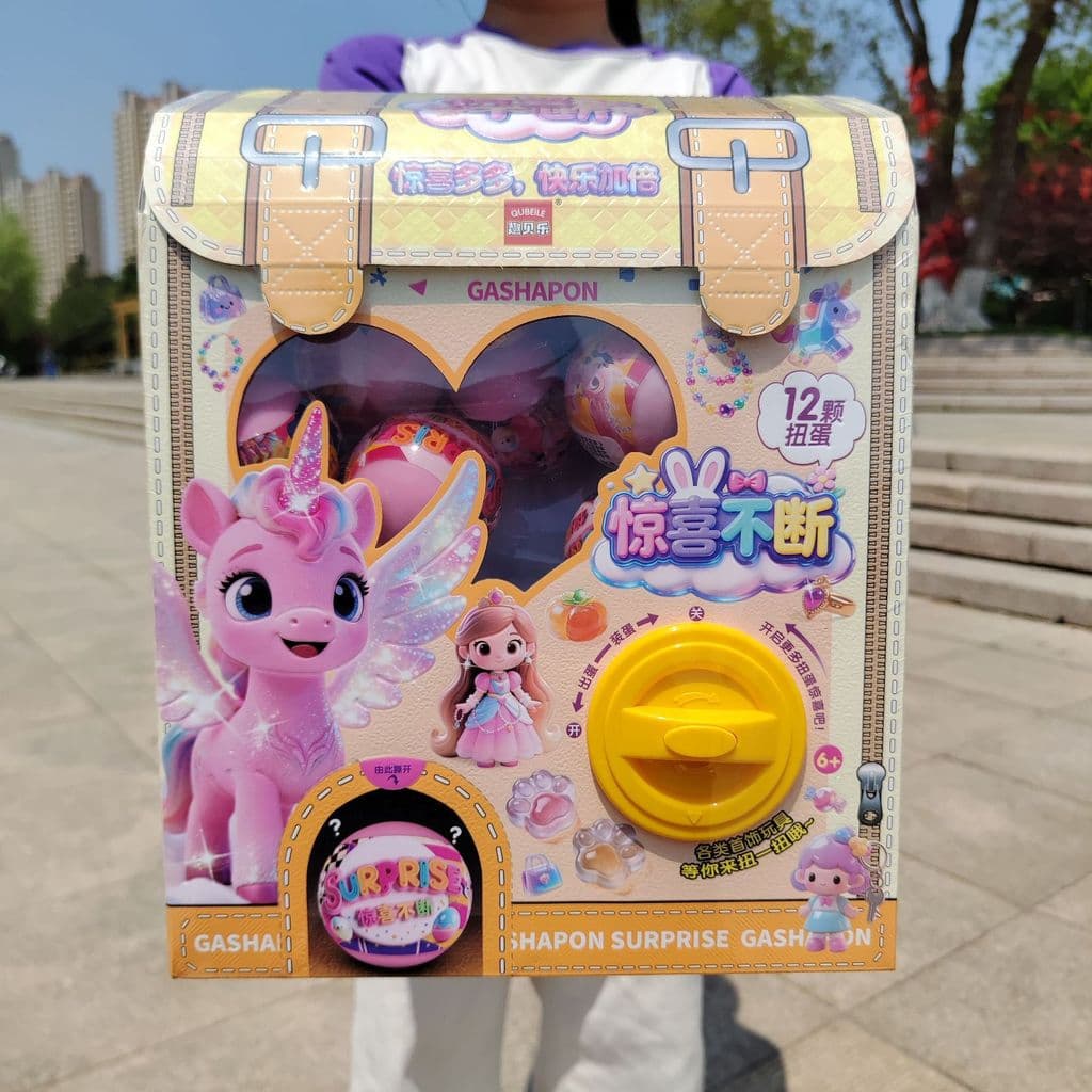 Crianças mochila cápsula máquina de brinquedo brinquedo engraçado ovo mistério caixa desembalagem diversão menina presen