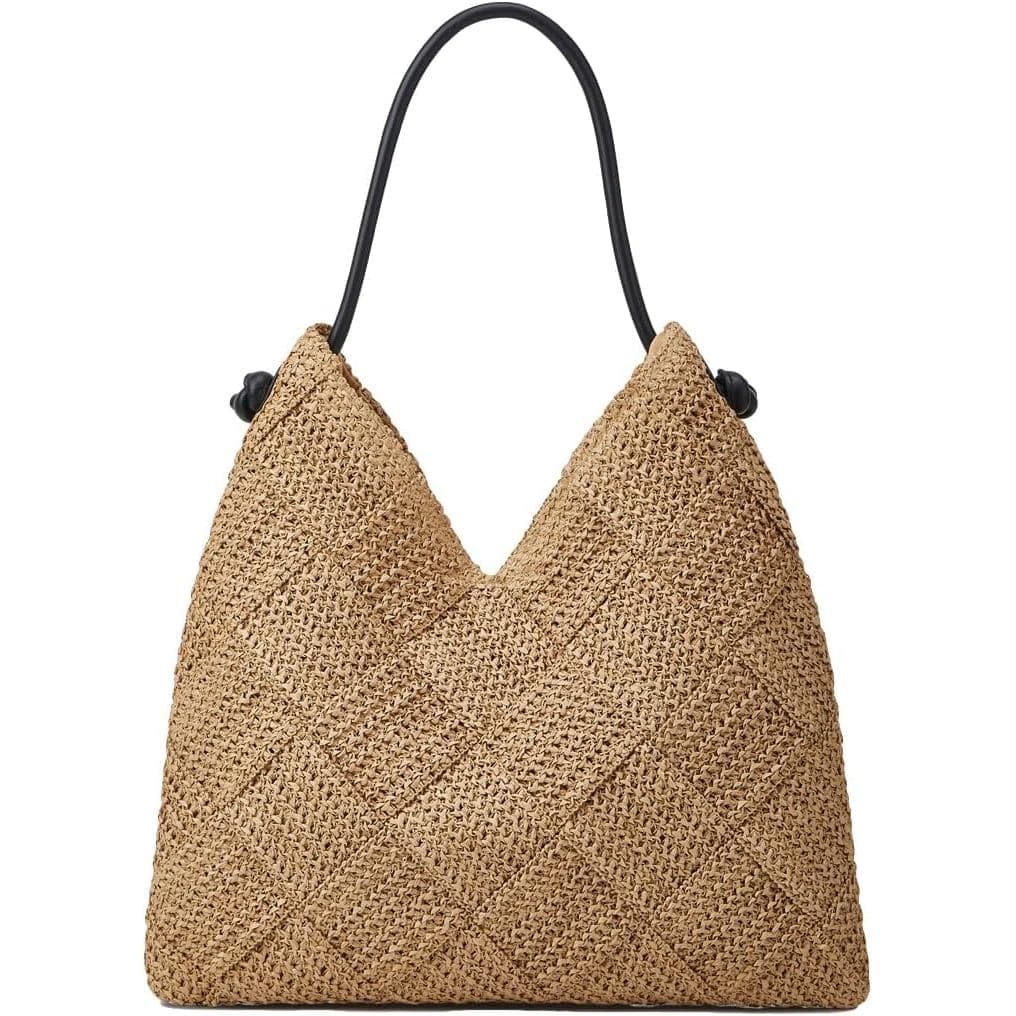 Bolsa Hobo Trançada para Mulheres, Bolsa de Praia de Palha, Bolsa de Ombro Estilosa, Bolsa de Grande Capacidade para Via