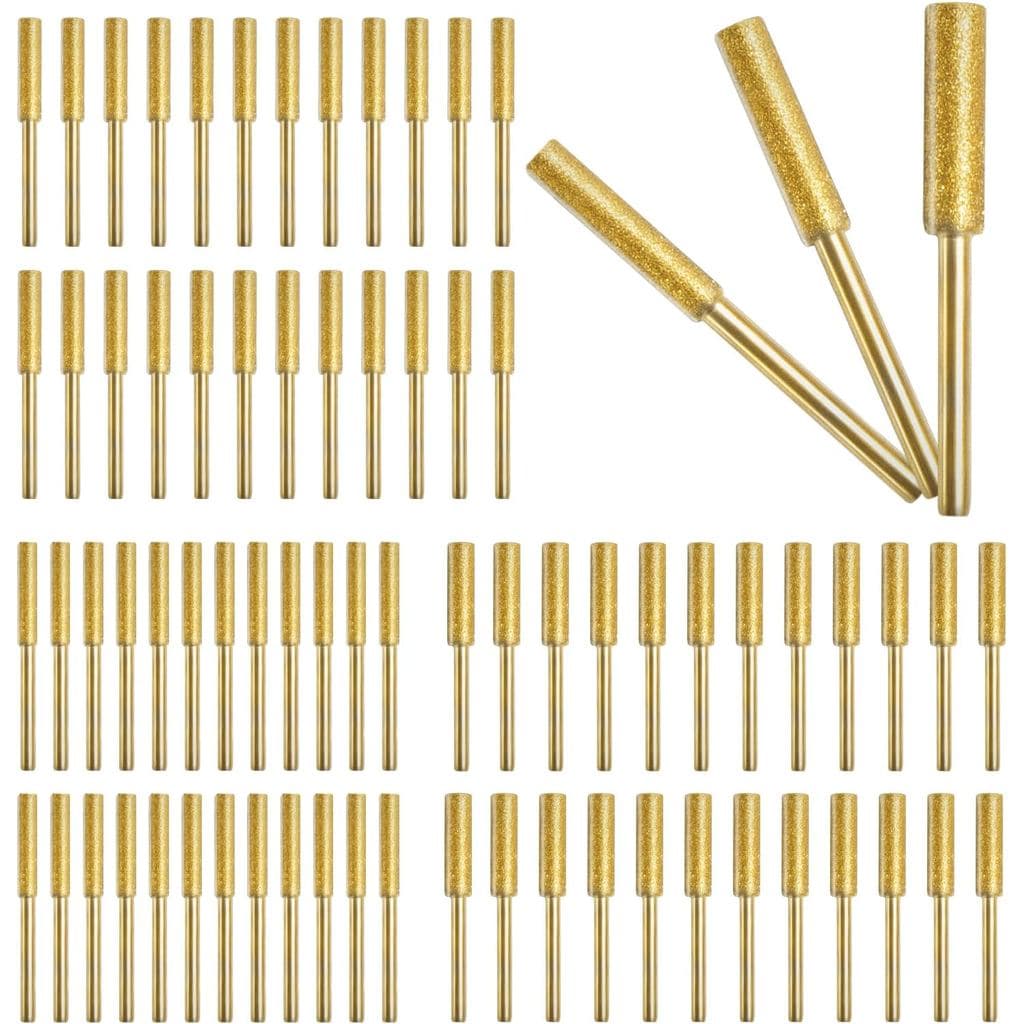 72 Peças de Kits de Afiação de Motosserra com Pontas de Diamante, Haste de 1/8", Pedra de Moagem com Revestimento de Tit