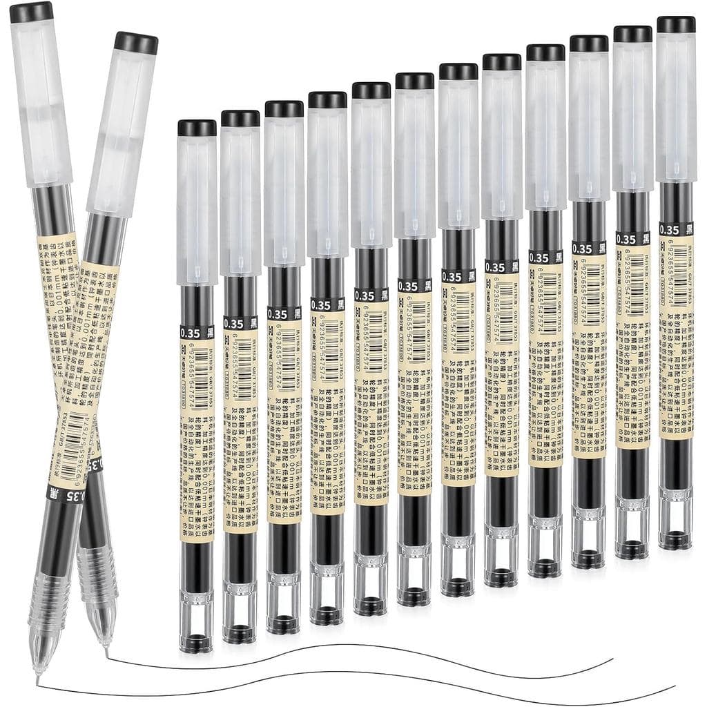 12 canetas de gel pretas japonesas com ponta extra fina de 0,35 mm, canetas rollerball com ponta fina para escrita suave