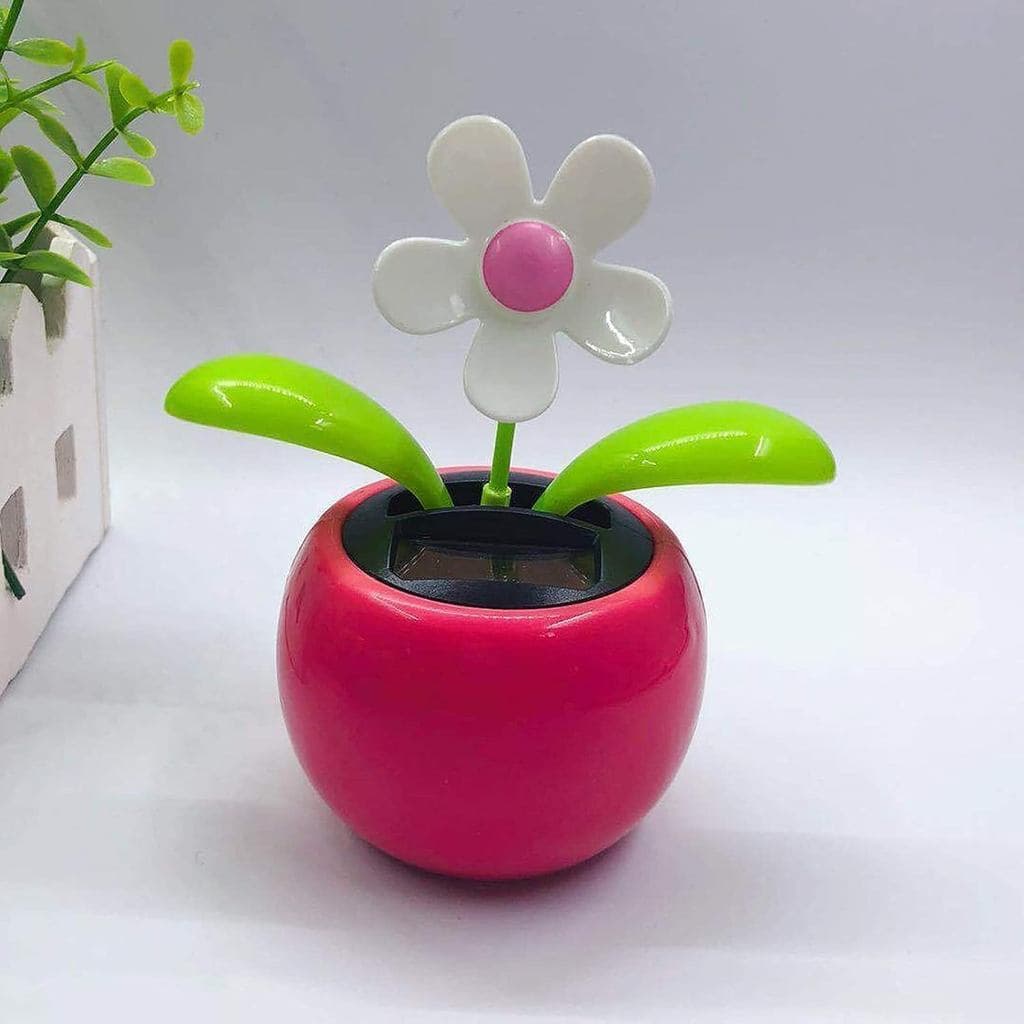 Decorações Solares de Flores Dançantes para Painel de Carro - Engraçados Ornamentos de Carro em Forma de Vaso de Flores