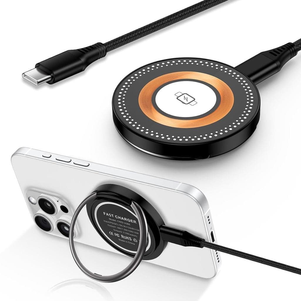 Carregador Sem Fio Magnético, Base de Carregamento Rápido 15W MagSafe para iPhone 17 Pro Max/16e/16 Pro Max/15/14/13/12/