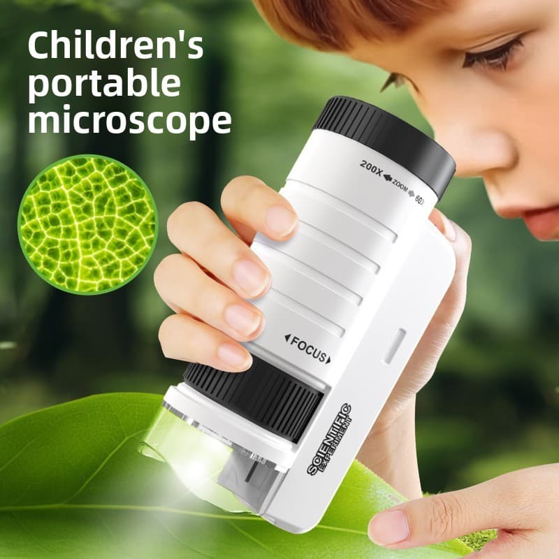 Microscópio Portátil Crianças Conjunto Experiência Científica Brinquedo Educacional STEM Presente Menino Menina
