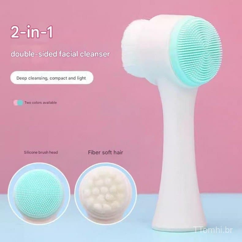 Escova de Limpeza Facial de Silicone Multifuncional de Dupla Face, Ferramenta Manual para Limpeza Profunda e Massagem Fa
