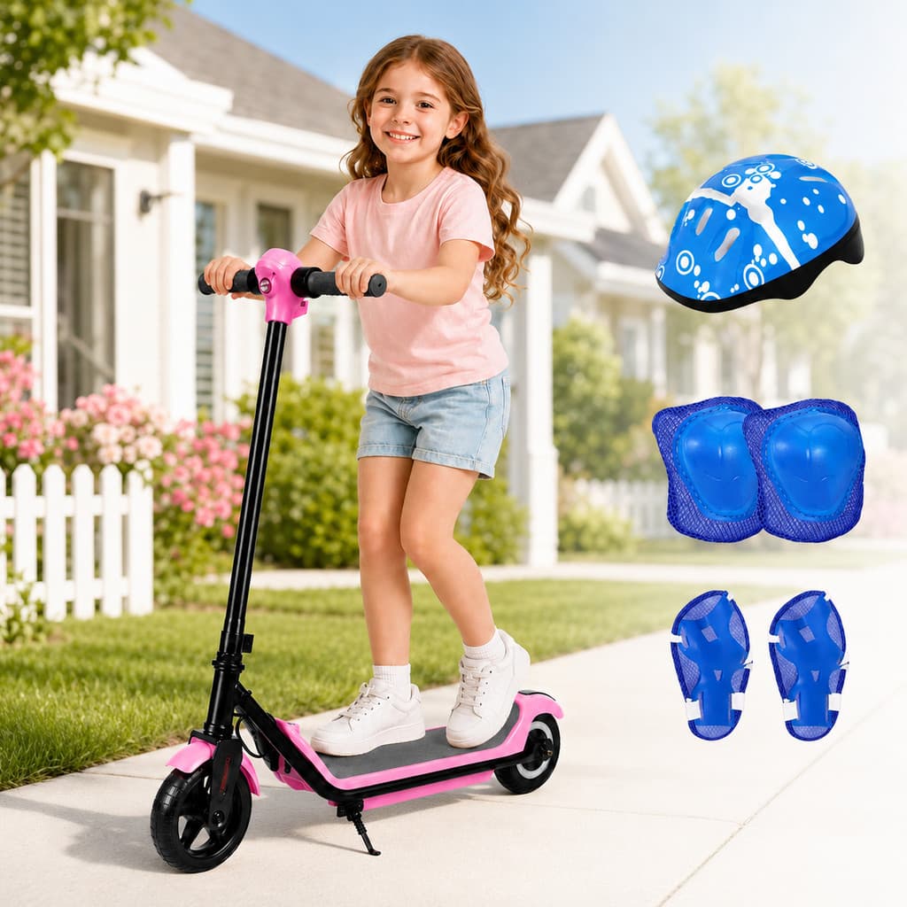 Patinete Elétrico Infantil 2 Rodas para Criança Até 60kg Motor 110W Luzes Música Bluetooth Freio Traseiro Bateria 24V