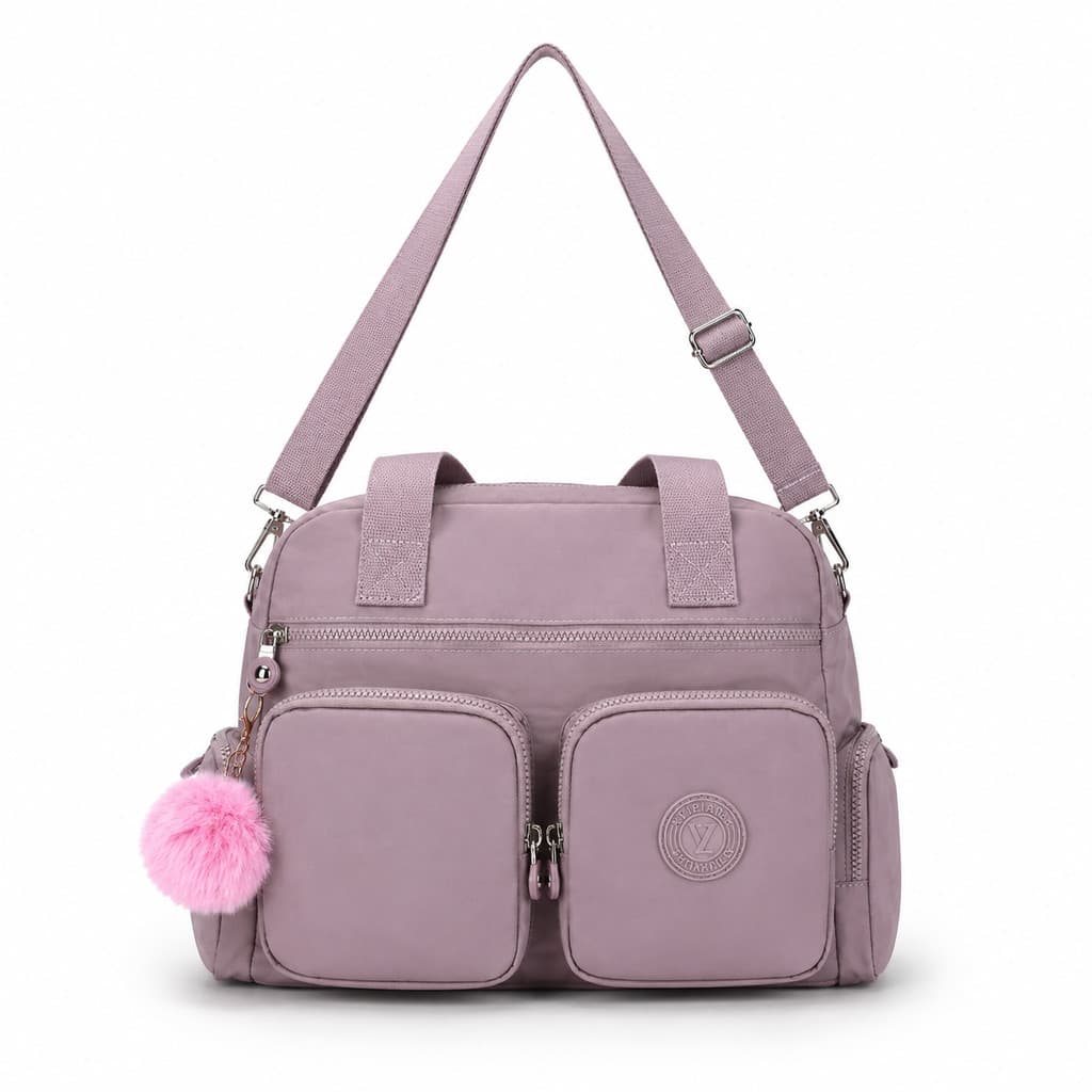 Bolsa Feminina Luxo Impermeável em Tactel com Alça de Ombro Ajustável Removível Bolsos com Zíper Moderna Leve e Prática