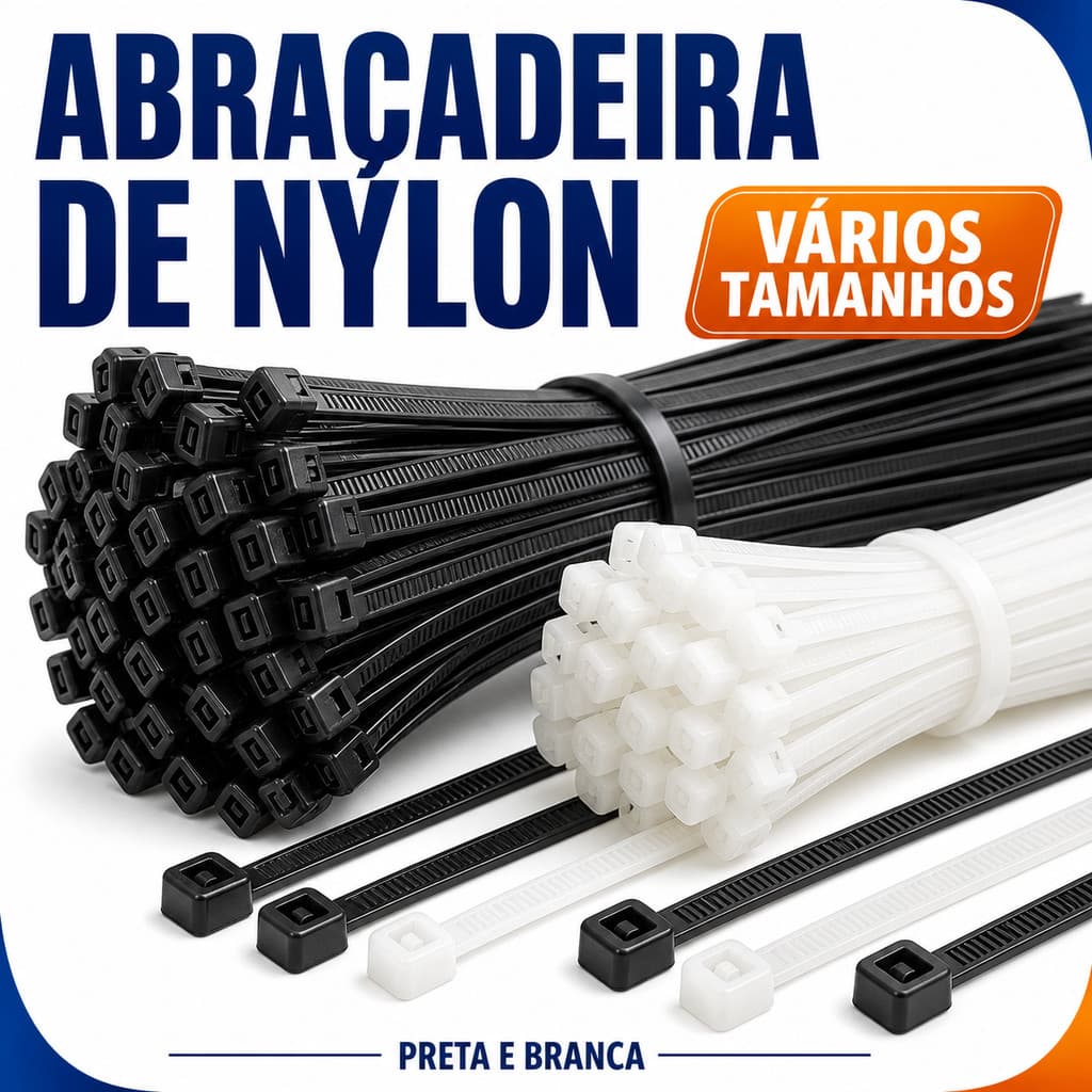 KIT 100 Unidades Abraçadeira de Nylon Enforca Gato Braçadeira Cinta Plástica Presilha Diversas Medidas