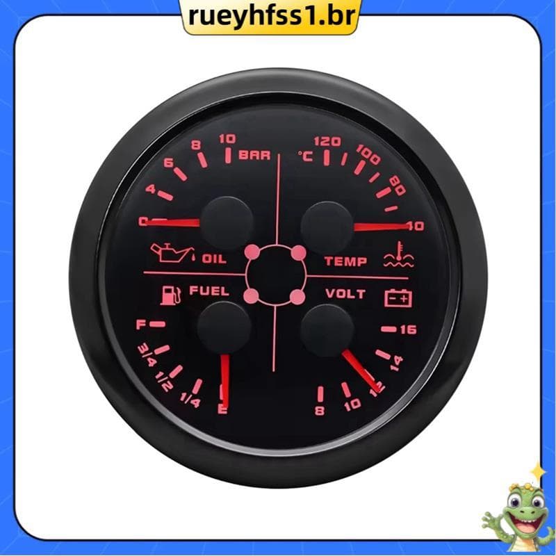 Medidor Multifuncional 4 Em 1 De 85 Mm Com 0-190ohms/240-33ohms De Nível Temperatura Da Água Voltímetro De Prensa De Óle