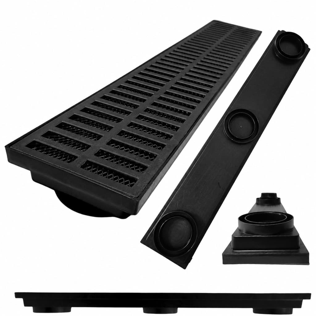 Ralo Apartamento 15x80 Aluminio Preto Fosco com Cocho Preto e Tela Anti Insetos