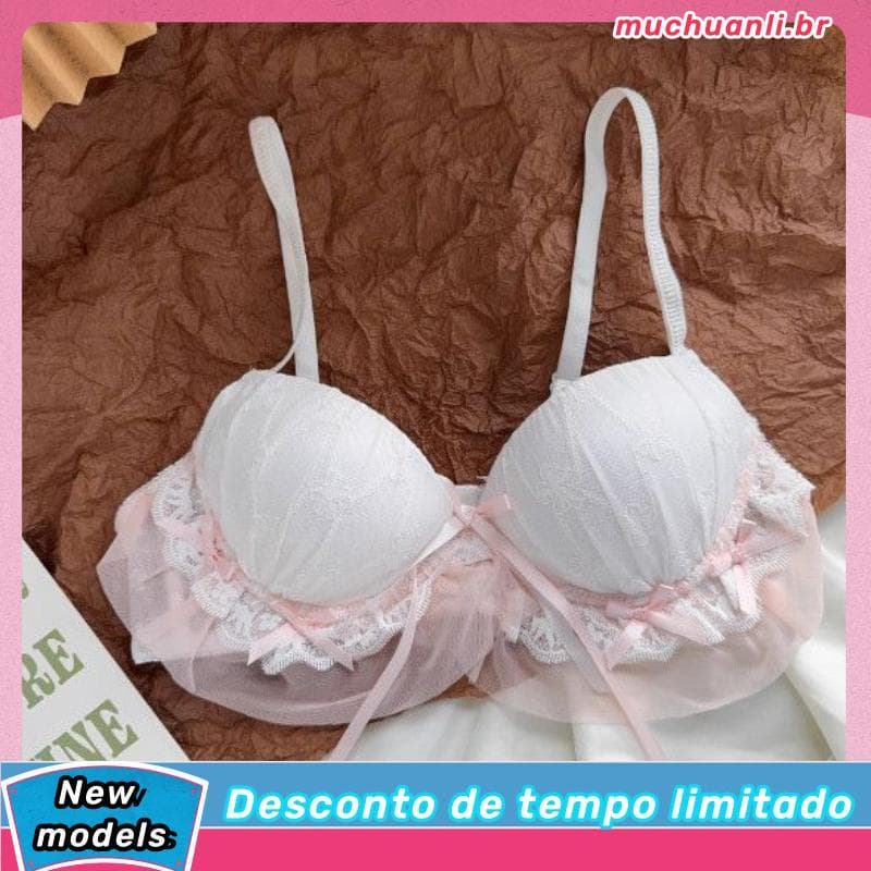 Novo estilo doce renda menina roupa interior puro desejo estilo seios pequenos reunião não pode ser vazio copo suporte s
