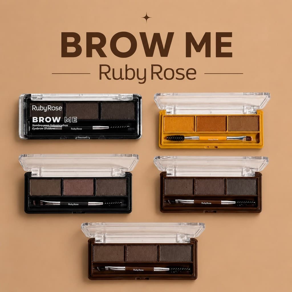 Sombra de Sobrancelha Ruby Rose Brow Me Cream Powder Corrigi Falhas Alta Durabilidade