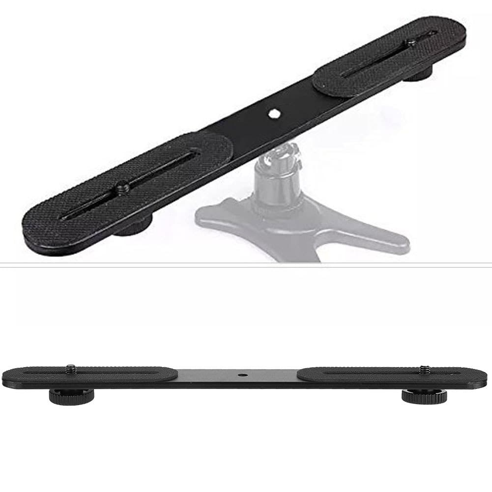 Suporte universal de suporte de flash duplo com 2 parafusos adaptadores Suporte de luz de tripé para câmeras SLR