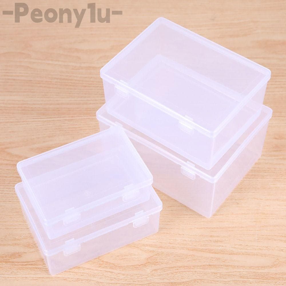 PEONY 1 Unidade Caixa Flip , De Armazenamento Retangular Espessada , Plástico Portátil Transparente Pequeno Médio Grande