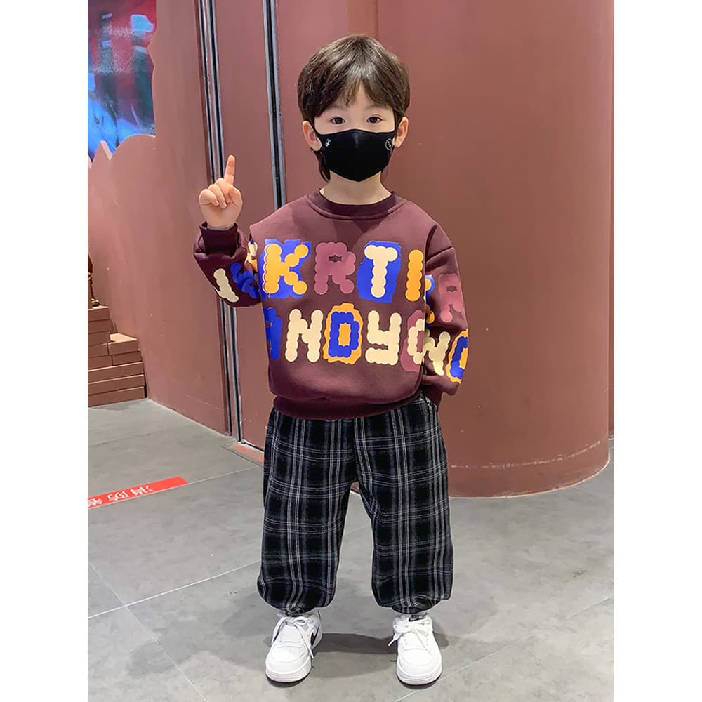 Crianças forro de lã terno meninos inverno moletom 2026 inverno novo estilo bonito moda meninos engrossado roupas quente