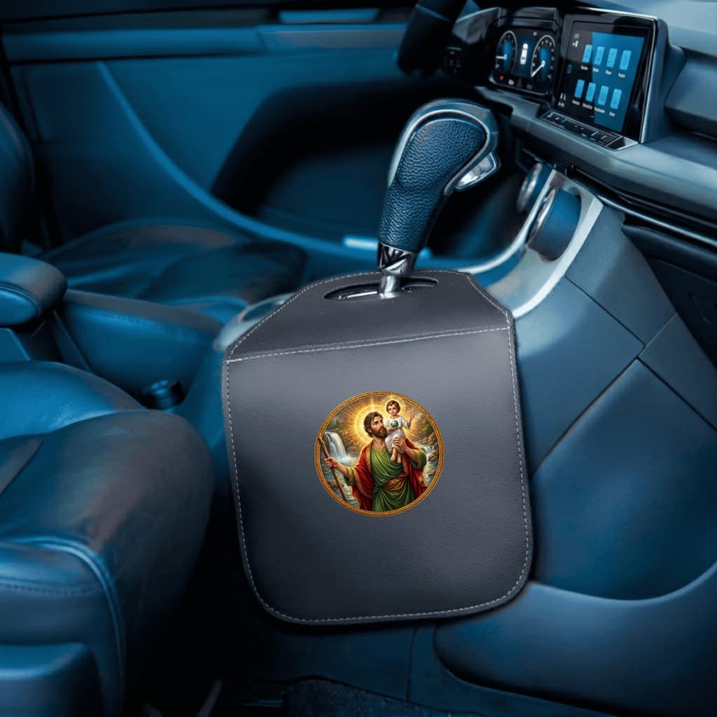 Lixeira Para Câmbio De Carro Personalizada Porta Lixo Automotivo Organizador Estampas Cristãos Católicos
