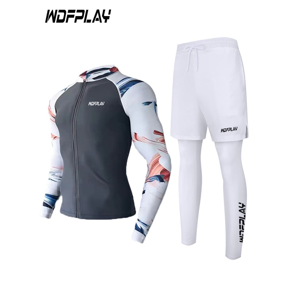 WDFPLAY Terno de mergulho masculino Surf Jellyfish Terno de manga comprida com zíper Protetor solar Slim-fit Sports Fitn