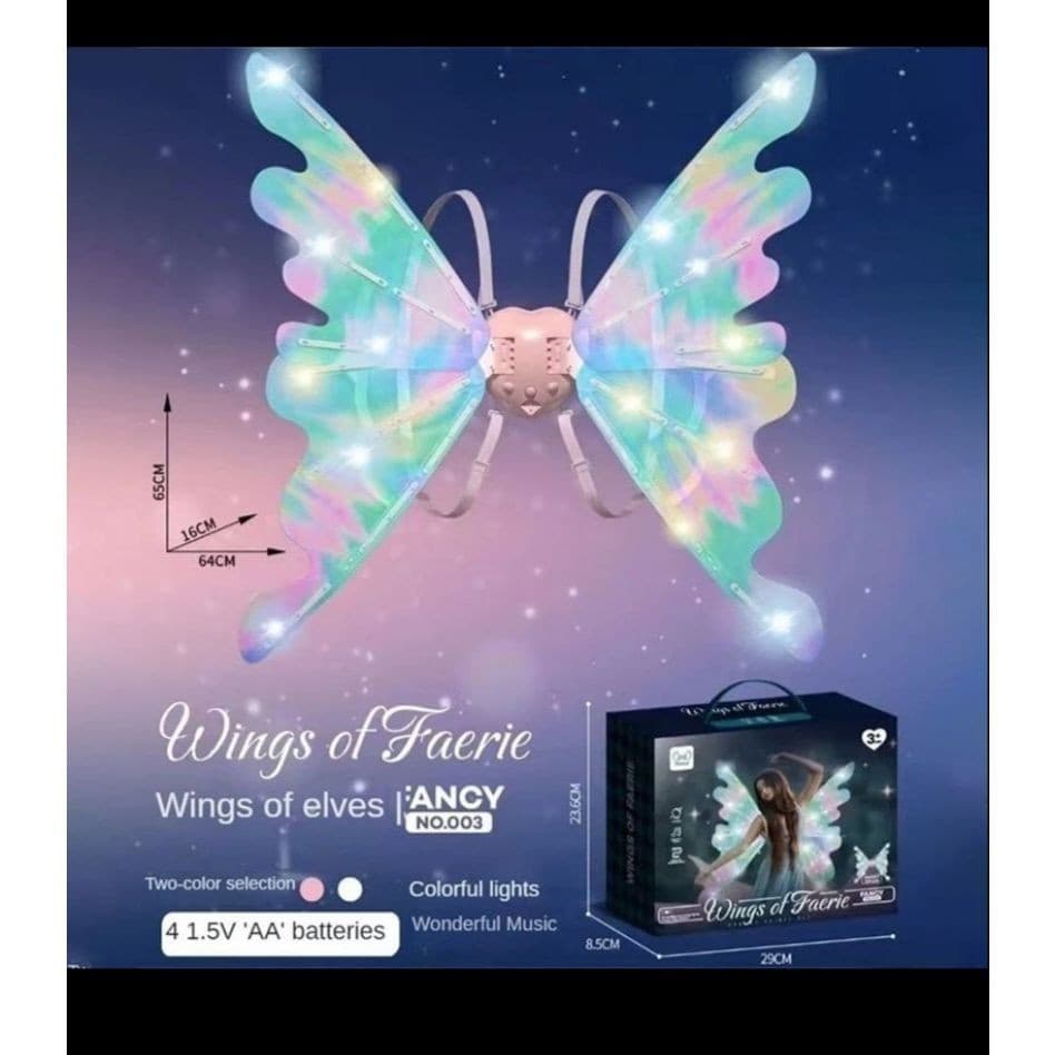 Asas de fada elfo borboleta elétrica simulação asas asas de anjo brinquedos luminosos para crianças