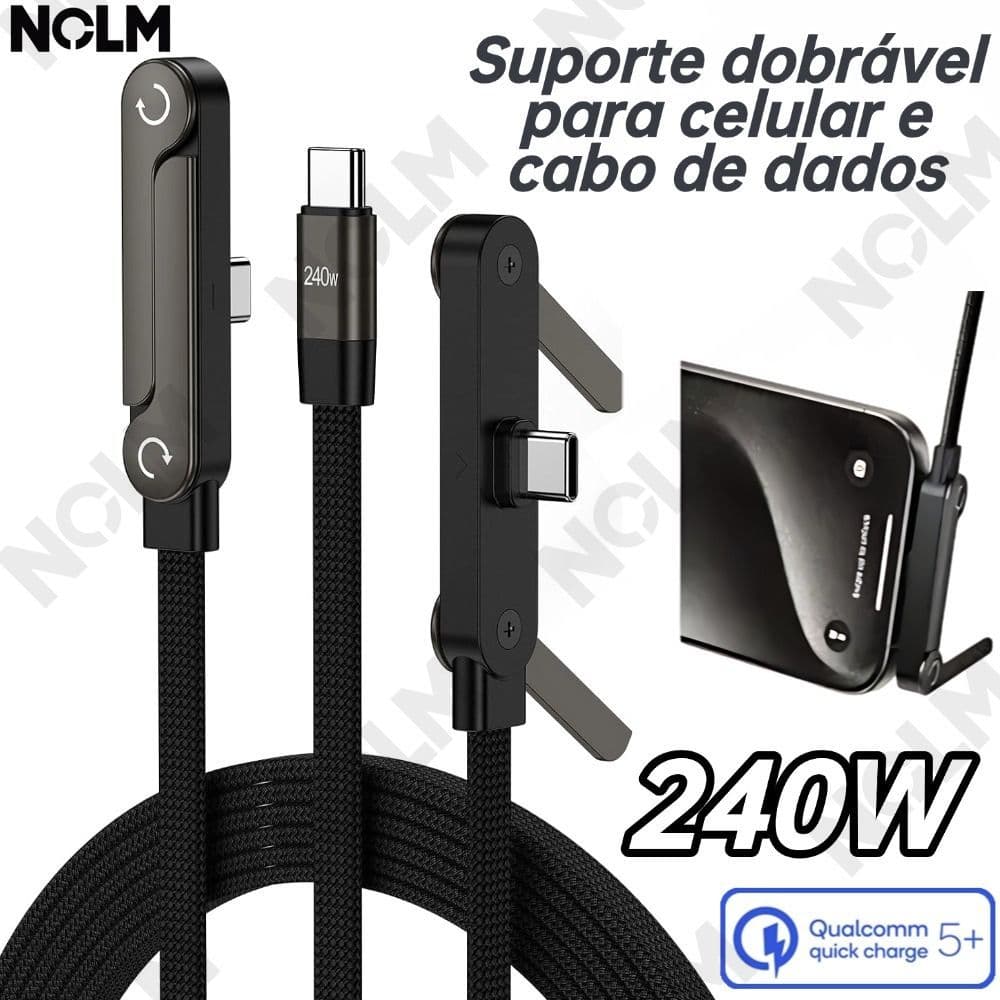240W Tipo-c Para Suporte Angular Cabo De Dados Jogos Cotovelo Telefone Dobrável Carregamento Rápido-NO