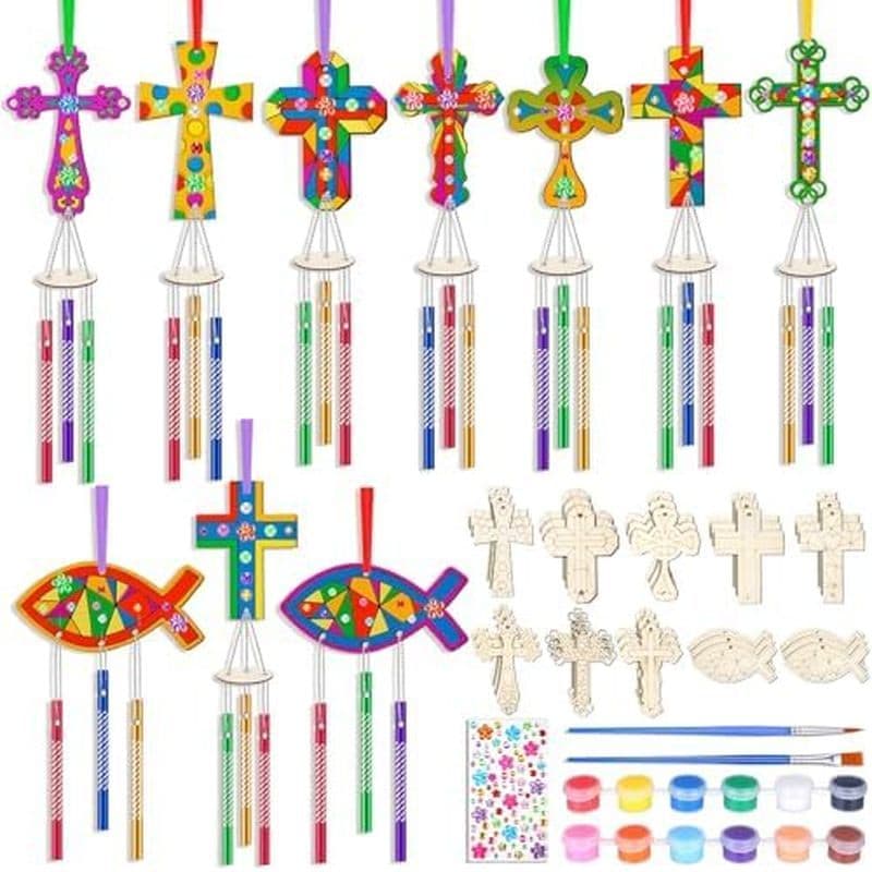 Conjunto de 30 peças Colingmill Vbs Wind Chime Craft Set, faça seus próprios sinos de vento cruzados religiosos, artesan