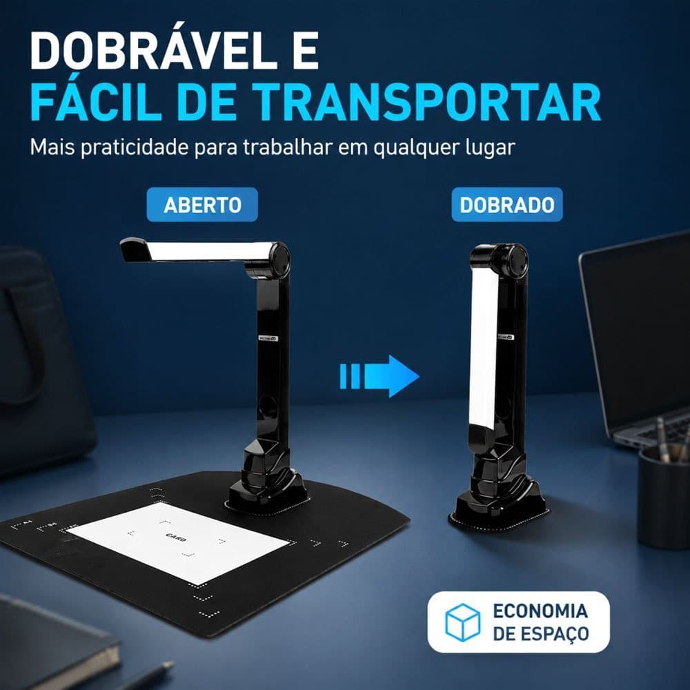 Scanner de Documentos A4 Portátil 12MP com OCR USB Digitalizador para PDF Word Excel Alta Velocidade