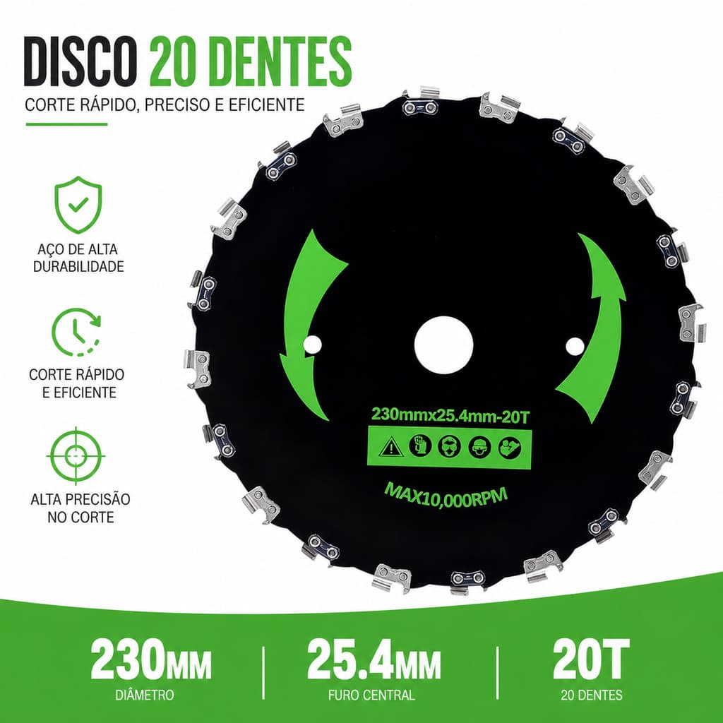 Disco 20 Dentes Roçadeira Aço Alta Durabilidade Corte Vegetação Rápido Eficiente Preciso