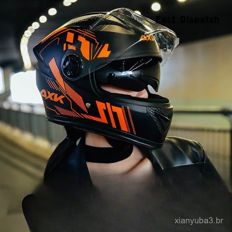 Capacete de Motocicleta para Homens e Mulheres, Capacete Completo, Estiloso, com Cobertura Total, Capacete Revelador LTC