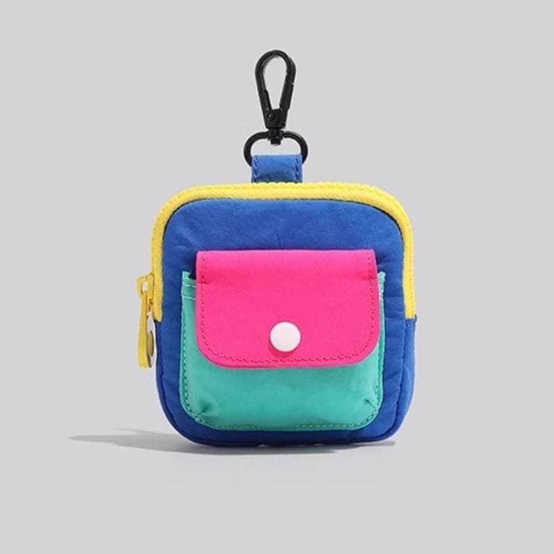 FUUP Portátil Durável Zíper Moeda Bolsa Contraste Cor Fone De Ouvido Saco Multifuncional Carteira Chaveiro Uso Diário De