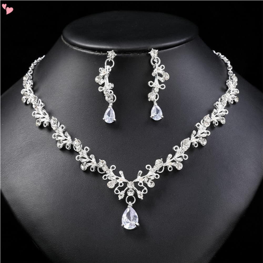 Conjunto de Joias de Noiva Elegante com Motivos Florais, Adequado para Mulheres/Noivas/Damas de Honra, Brincos de Crista