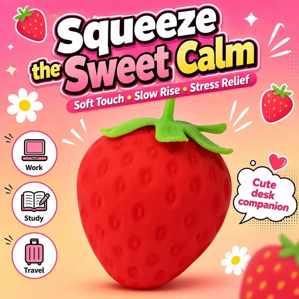 Toymendous Squishy De Tendência De Morango De Espuma Sólida Extra Grande De 5 Polegadas , 100 % Seguro , Durável , Uniss