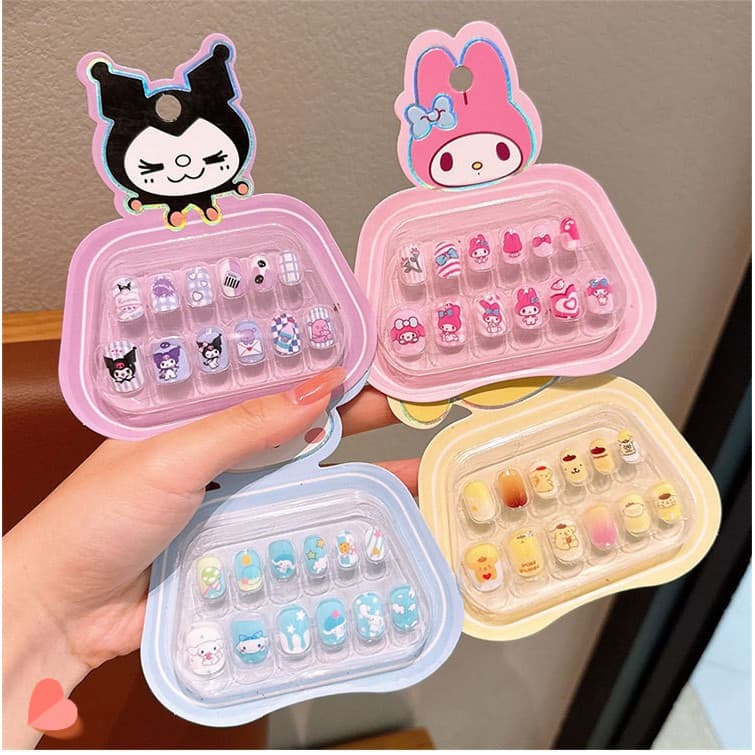 Crianças Kuromi Manicure remendo destacável geléia cola bebê vestindo prego remendo menina adesivo de unhas