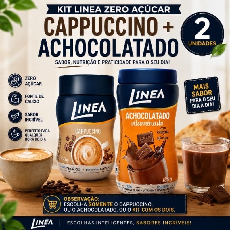 Cappuccino Zero Açúcar Achocolatado Linea Zero Açúcar com Cacau 2 Unidades