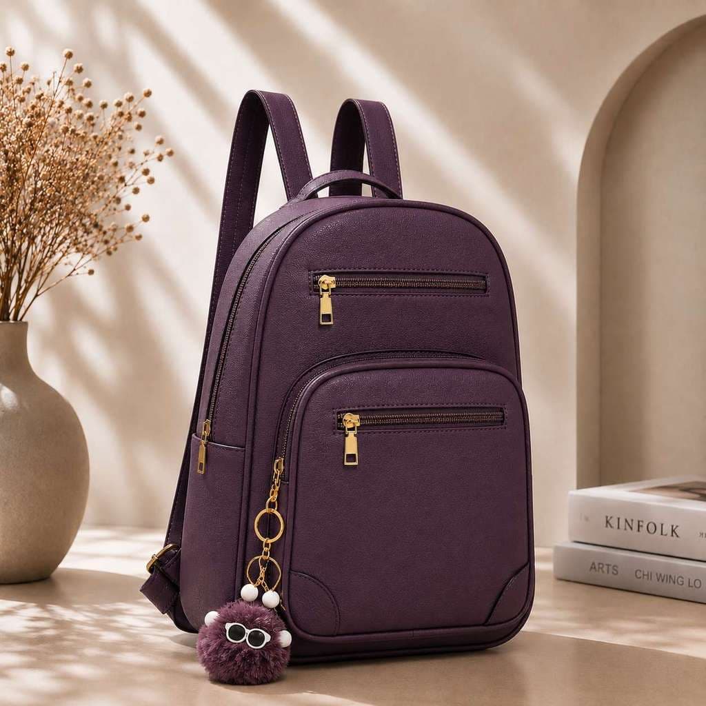 Mochila Feminina Grande Com Chaveiro Casual Elegante e Divisórias Bolsa Para Trabalho Escola Faculdade Notebook XQ4076#