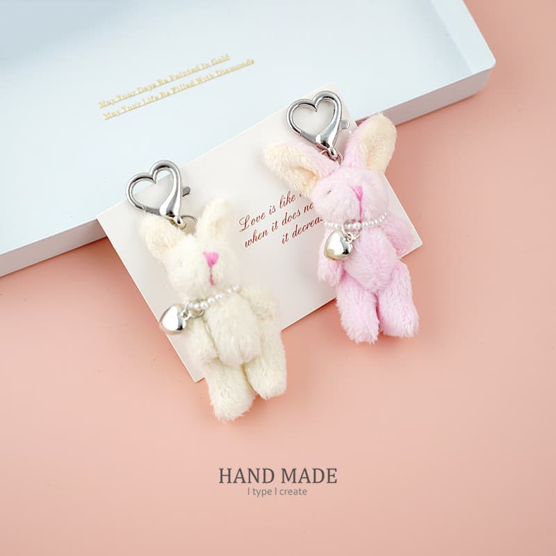 Coreia coreana ins artesanal rosa coelho amor bolsa de carro charme chaveiro AirPods pingente linda menina