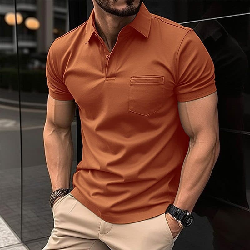 Camisa POLO com bolso no peito Camisa polo esportiva masculina