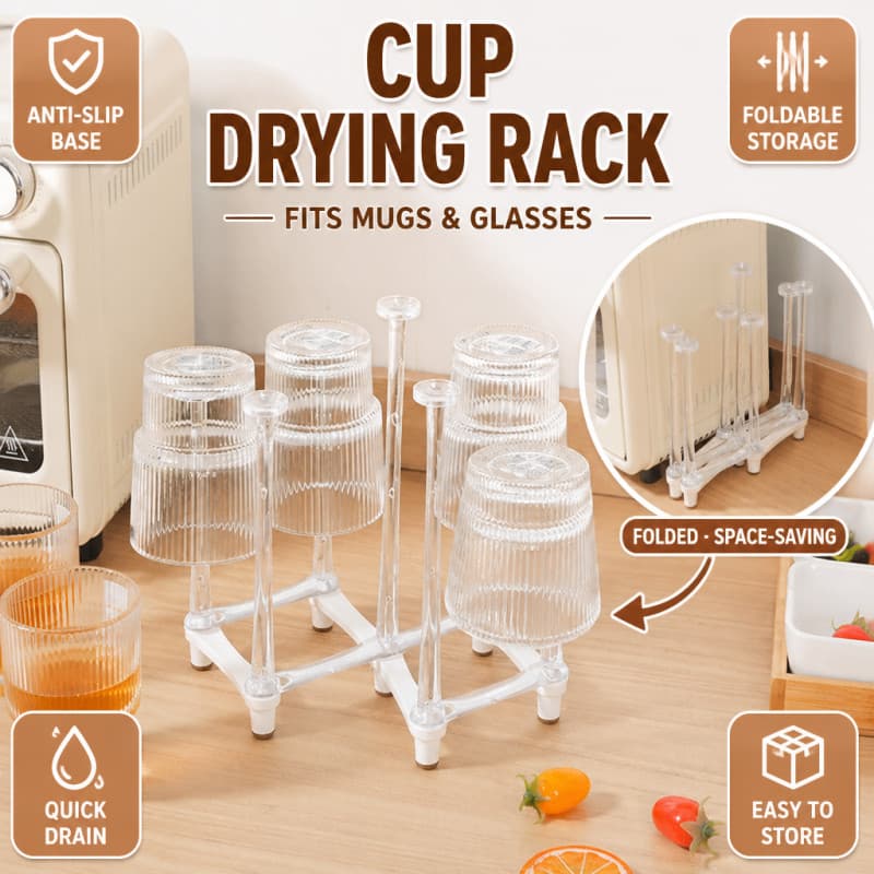 Rack De Secagem De Copo Dobrável Criativo Suporte Invertido Armazenamento Antiderrapante Forma De Torre Drenagem De Mesa