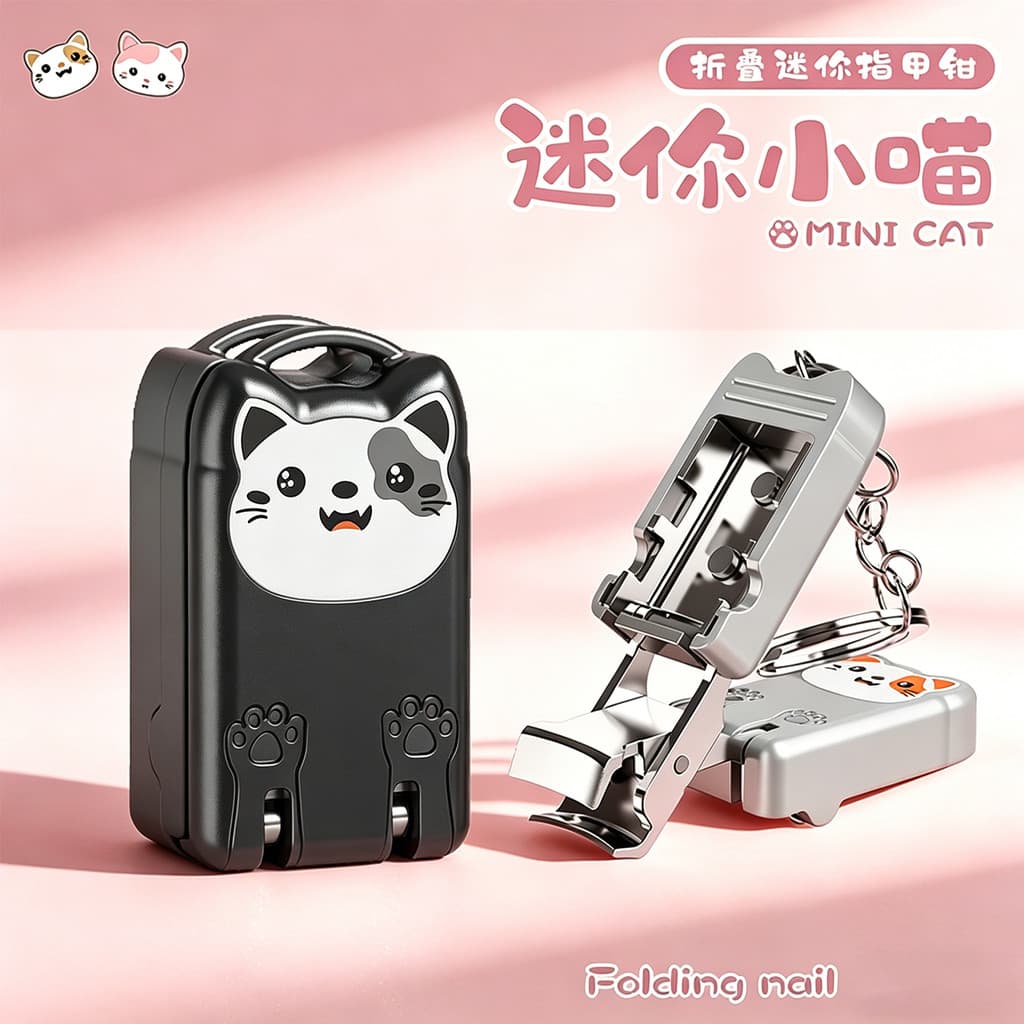 Mini gatinho dobrável cortador de unhas portátil cortador de unhas bonito dos desenhos animados cortador de unhas vem co