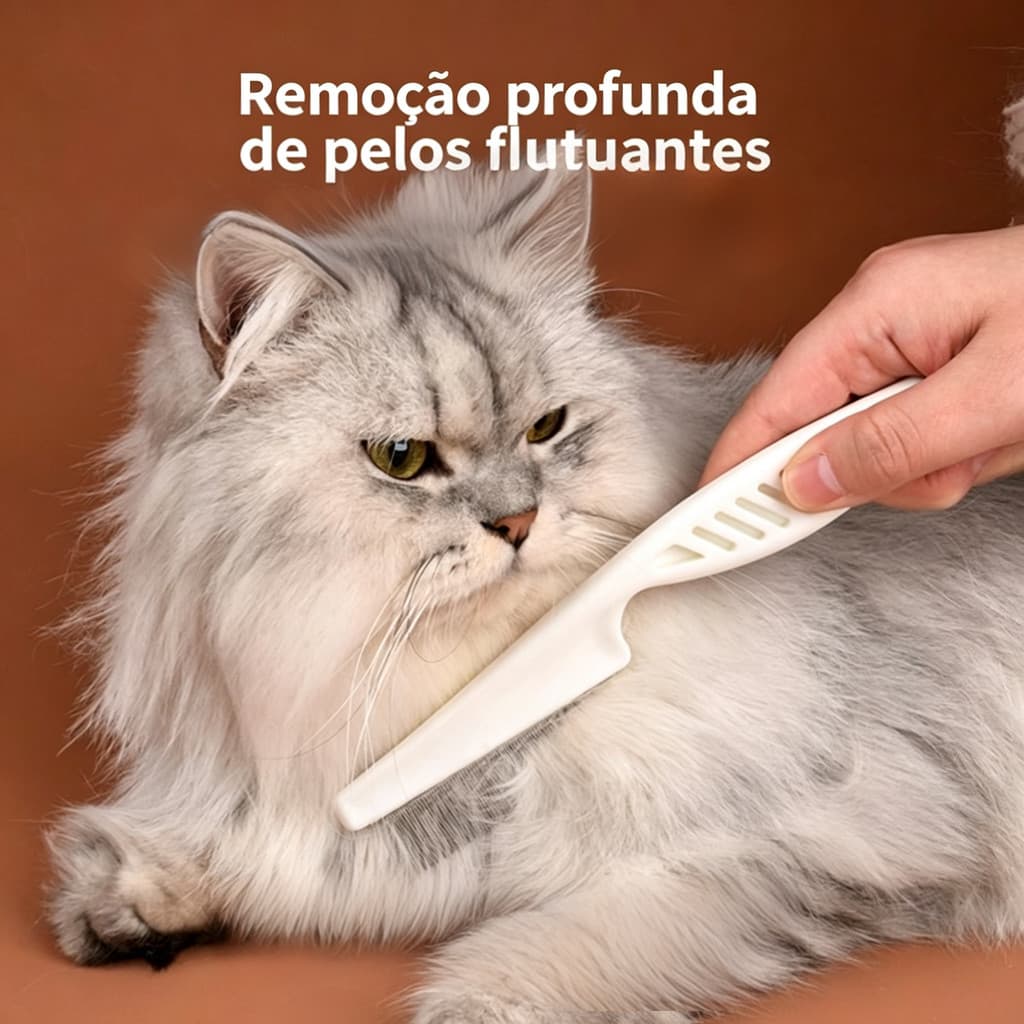 Pente Contra Pulgas Aço Inoxidável Detalhe Facial, Remove Pelos Finos Soltos para Gatos e Cães Pequenos Limpeza Precisa