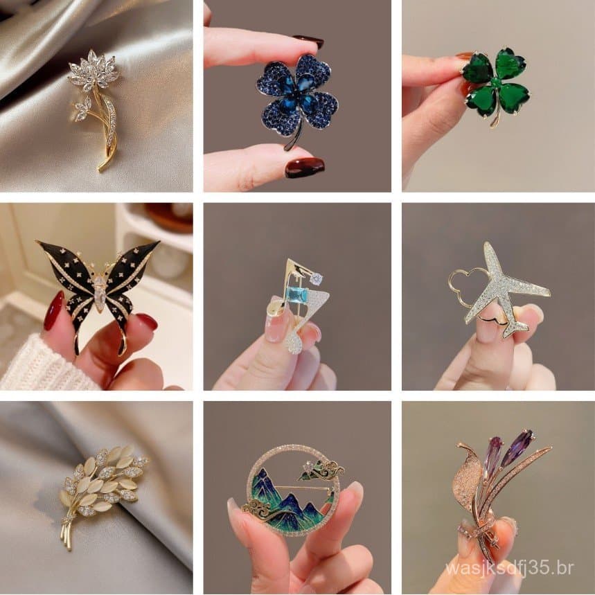 Broche multifuncional, 34 designs incríveis, estilos pérola/borboleta/lenço/casamento, um presente perfeito para o Dia d