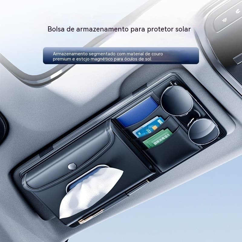 Caixa de lenços para o para-sol do carro, suporte de lenços pendurado, suporte para óculos de carro, organizador de cart