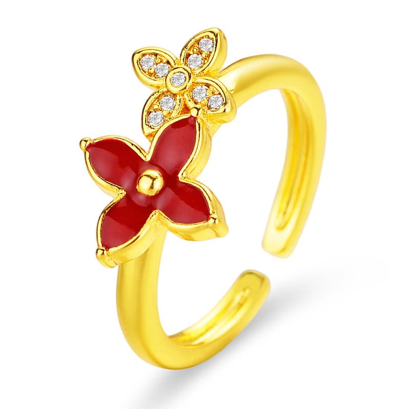Trevo de quatro folhas diamante luz anel de luxo High-End empilhamento anel Strobe zircão mão jóias