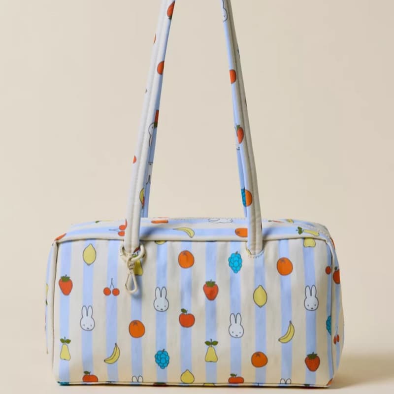 Japonês listrado fruta impressão Commuter bolsa fresco contraste cor de um ombro pequeno saco de armazenamento portátil