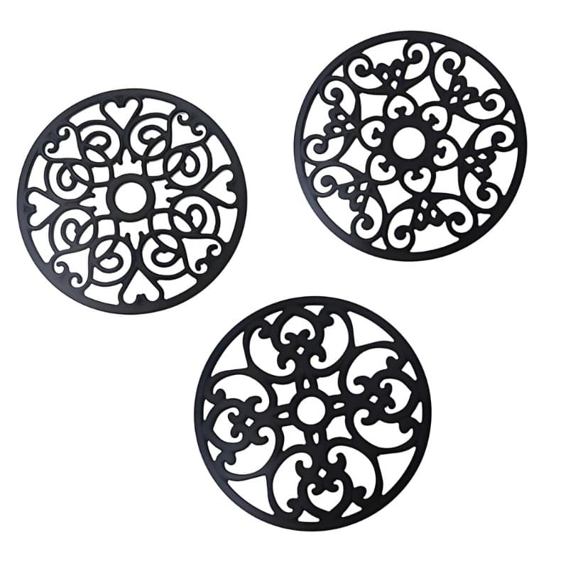 yu Conjunto De Trivet De Cozinha Para Dormitório E Calças De Escritório Use 3 Tapetes Redondos De Silicone Com Armazenam
