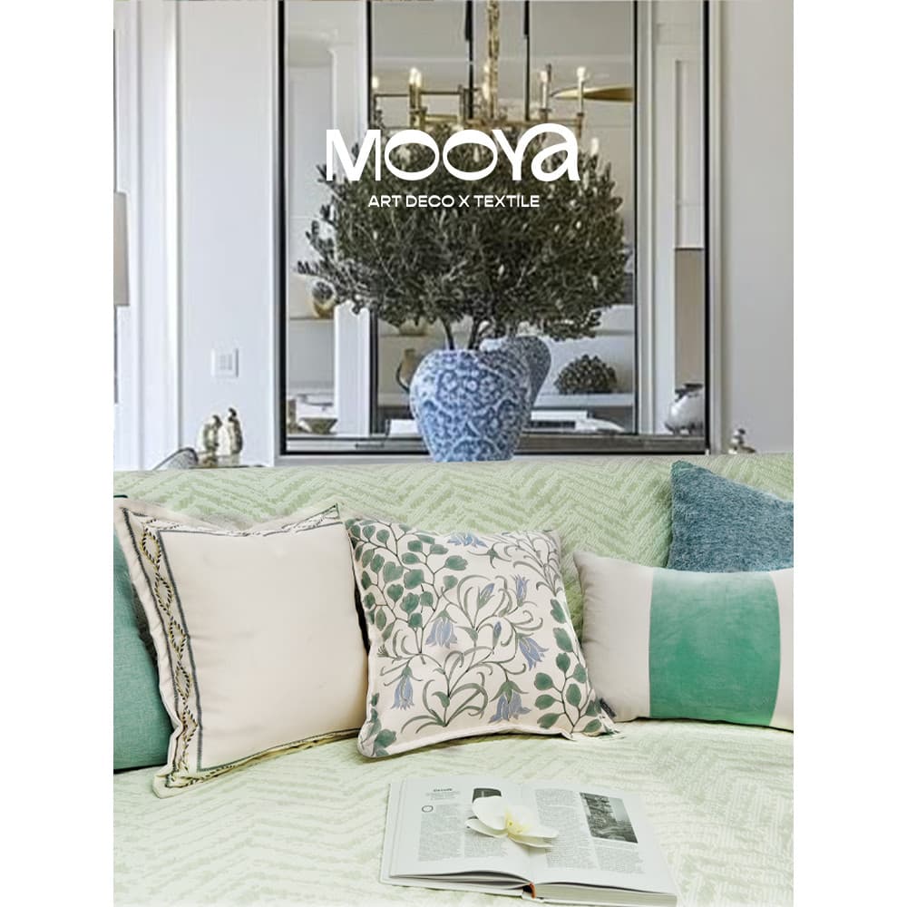 MOOYA Kirishima Bell Language Francês Azul Verde Travesseiro Almofada Capa de Sofá Toalha Sala de estar High-End Retro N