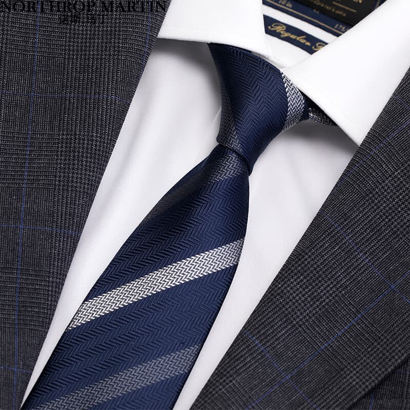Martin gravata de seda Real masculina Formal negócios High-End azul amoreira listras de seda 7.5 cm de largura caixa de