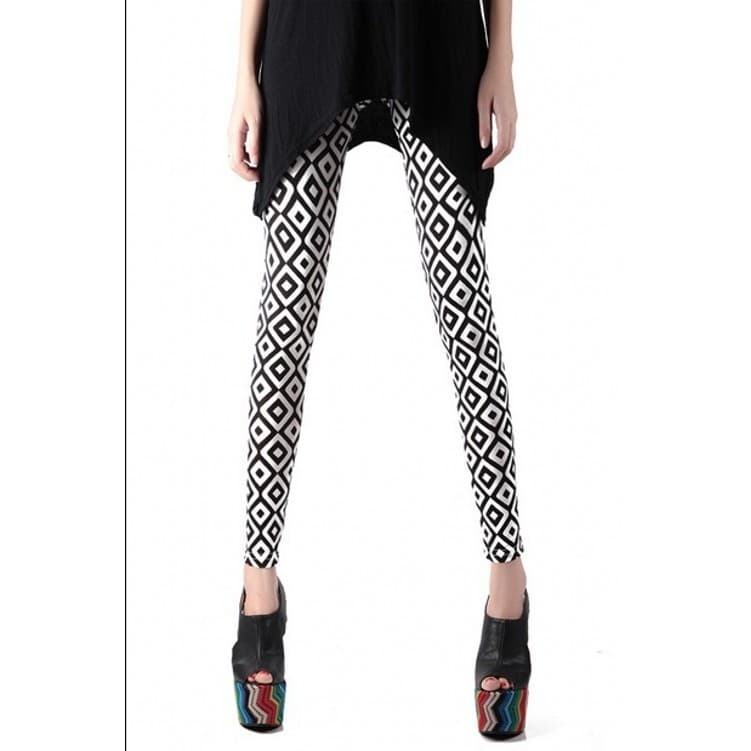 Primavera outono exterior Wear colorido Floral preto branco volta forma verificação magro-ajuste Leggings girassol respi