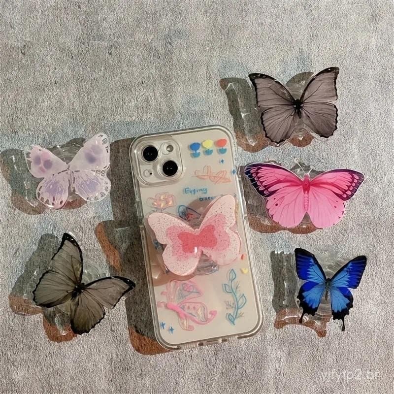 Suporte de celular em acrílico com formato de borboleta, suporte para fone de ouvido, alça de segurar, adequado para ace