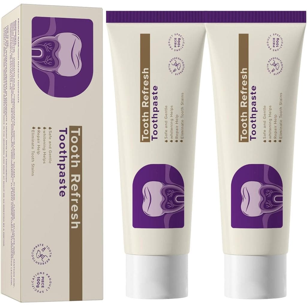 2PCS Pasta de Dente Refrescante, Pasta de Dente para Hálito Fresco, Cuidado Oral e Reparação do Esmalte, Ajuda a Remover